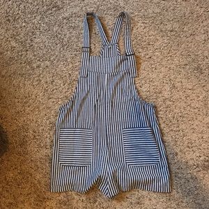 Stripe overall shorts